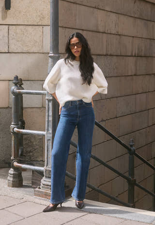 Knitted Wool Blend Short Sleeve Sweater