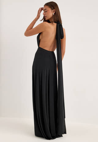 Multi Tie Maxi Dress Black