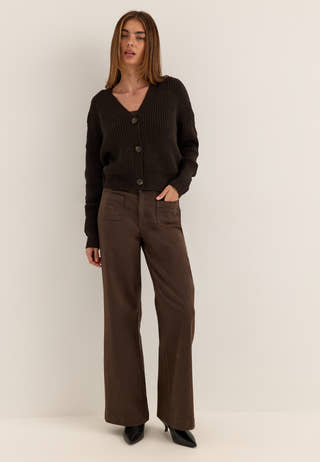 Vmlea LS V-Neck Cuff Cardigan Brown