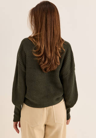 Vmlea LS V-Neck Cuff Cardigan Green