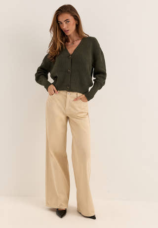 Vmlea LS V-Neck Cuff Cardigan Green