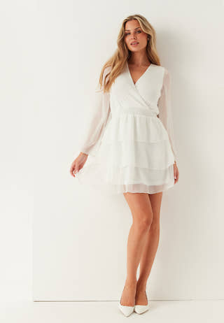 Frill L/S Chiffon Dress