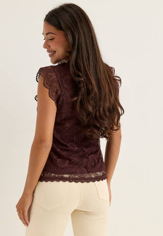 Pcolline SL Lace Top Purple