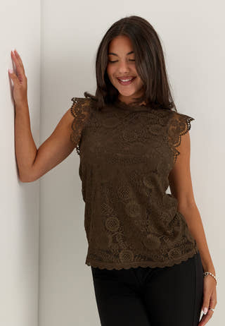 Pcolline SL Lace Top Brown