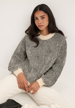 Pcjenna LS O-neck knit Grey