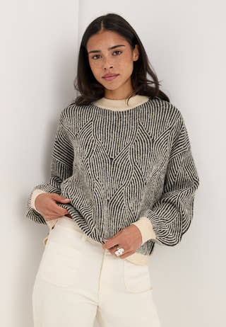 Pcjenna LS O-neck knit Grey