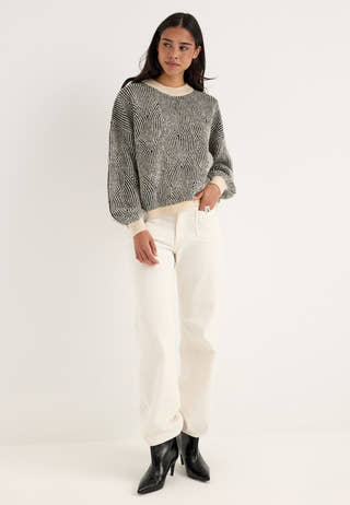 Pcjenna LS O-neck knit Grey