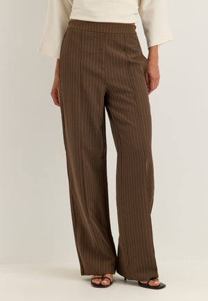 Pcbozzy Hw Wide Striped Pants Brown