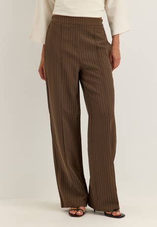 Pcbozzy Hw Wide Striped Pants Brown