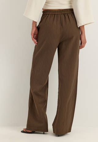 Pcbozzy Hw Wide Striped Pants Brown