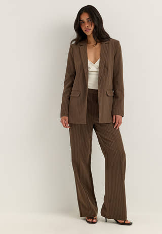 Pcbozzy Hw Wide Striped Pants Brown