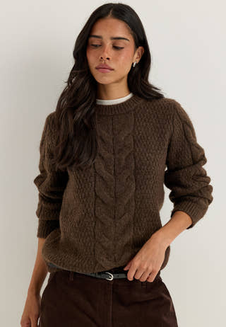 Pcnina Ls O-neck Knit Brown