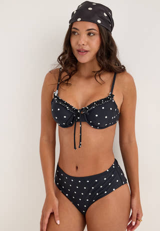 High Waist Bikini Bottom Dotted