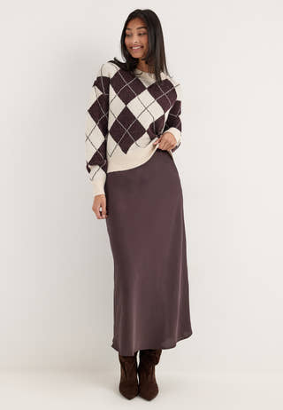 Viellette Hw Midi Skirt Brown