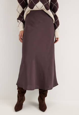 Viellette Hw Midi Skirt Brown