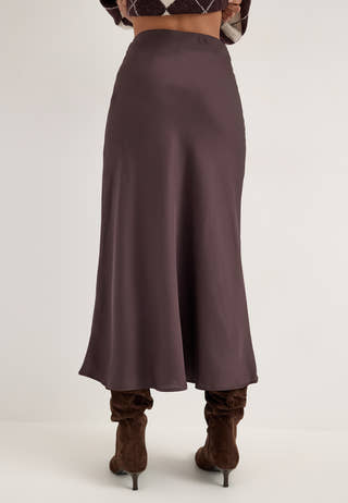 Viellette Hw Midi Skirt Brown