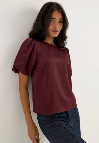 Viellette 2/4 SATIN PUFF TOP Red