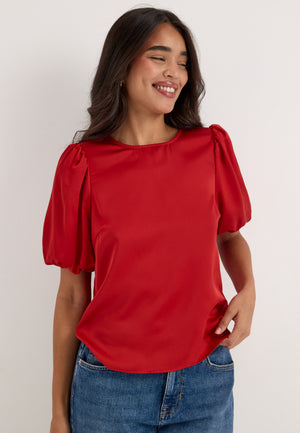 Viellette 2/4 SATIN PUFF TOP Red