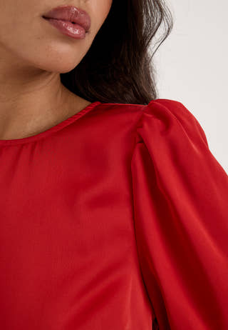 Viellette 2/4 SATIN PUFF TOP Red