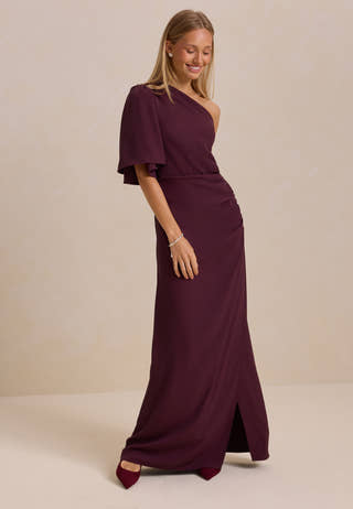 Ruched One Shoulder Gown
