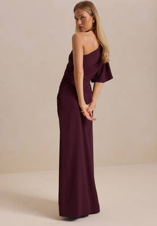 Ruched One Shoulder Gown