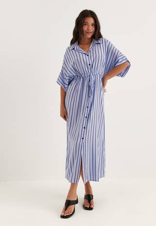 Drawstring Viscose Shirt Dress