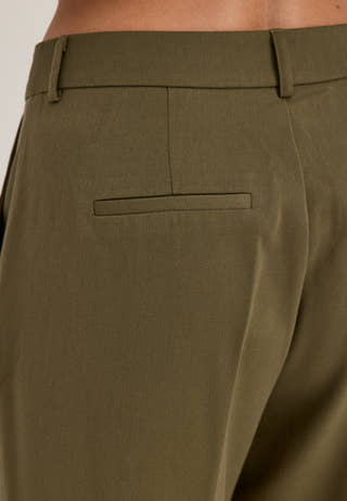 Straight High Waist Suit Trousers Green
