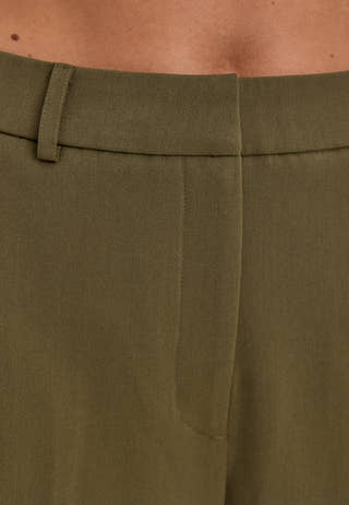 Straight High Waist Suit Trousers Green