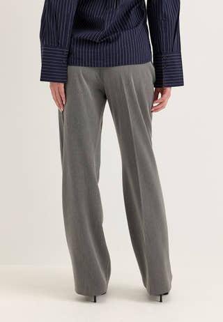 Straight High Waist Suit Trousers Grey