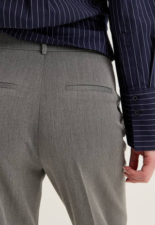Straight High Waist Suit Trousers Grey