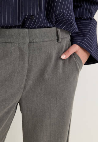 Straight High Waist Suit Trousers Grey