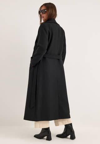 Long Wool Blend Coat Black