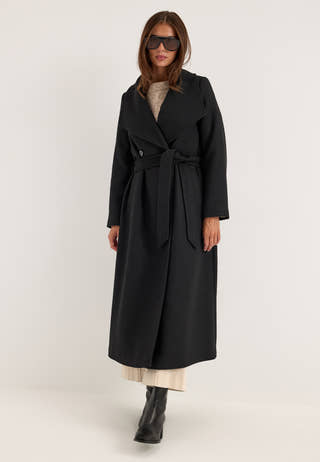 Long Wool Blend Coat Black