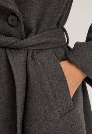 Long Wool Blend Coat Grey