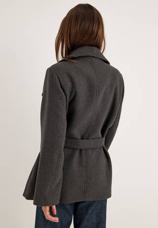 Short Wool Blend Coat Grey