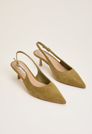 Korra Suede Slingback Sandal Green