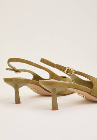 Korra Suede Slingback Sandal Green