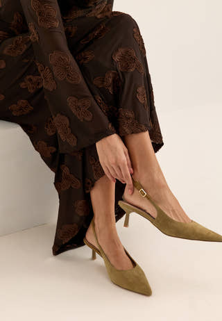 Korra Suede Slingback Sandal Green