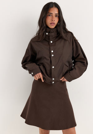 Objreynard Hw Short Knit Skirt Brown