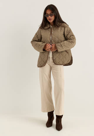 Pcemily Short Quilted Jacket Grey