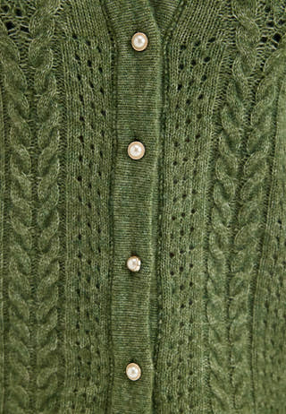 Objflora Re Ls Knit Button Cardigan Green