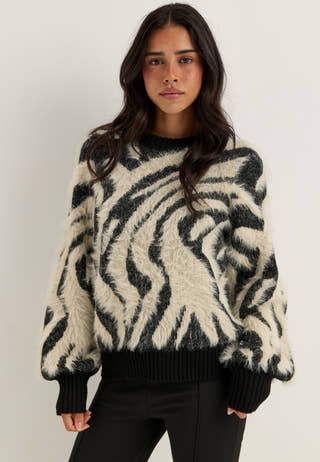 Objhollow L/S RE KNIT PULLOVER Patterned