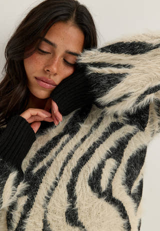 Objhollow L/S RE KNIT PULLOVER Patterned