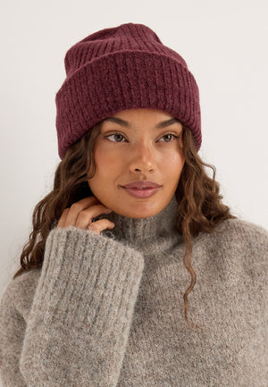 Slflulu Wool Blend Knit Beanie Red