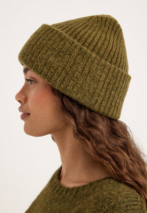 Slflulu Wool Blend Knit Beanie Green