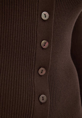 Knitted Cardigan Dress Brown