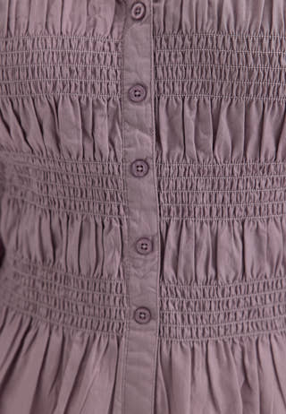 V-neck Cotton Smock Blouse Purple