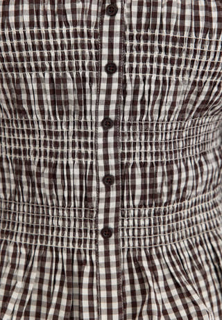 V-neck Cotton Smock Blouse Patterned