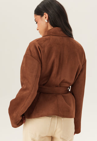 Belted Faux Suede Jacket