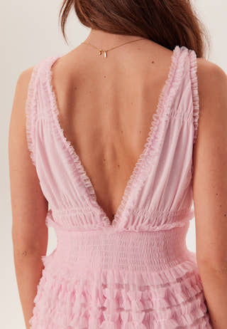 Frill Dotted Tulle Gown